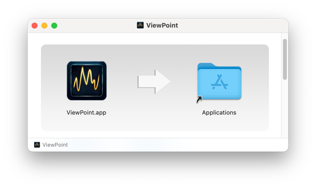 Dragging ViewPoint.app into the Applications folder