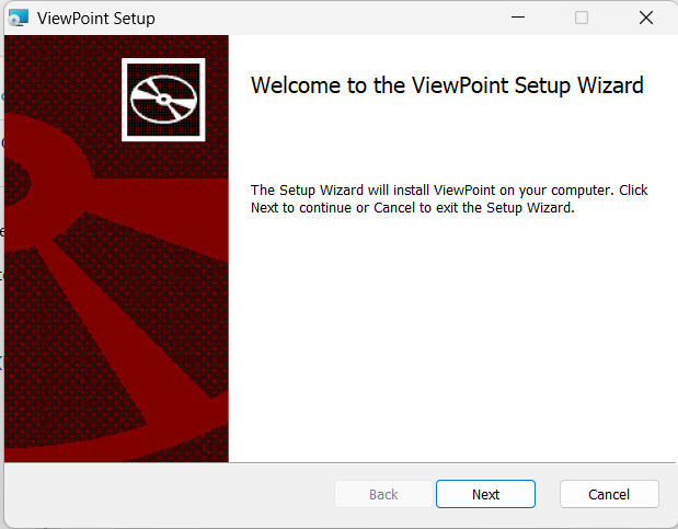 ViewPoint Setup Wizard welcome screen