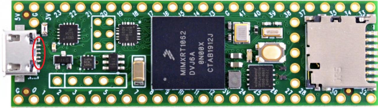 Teensy 4.1 bootloader button and USB connector