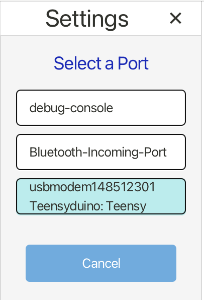Select port dialog