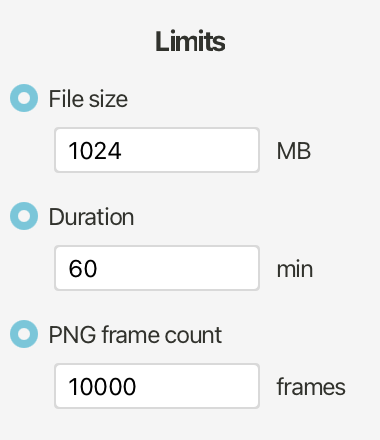 Recording limit options