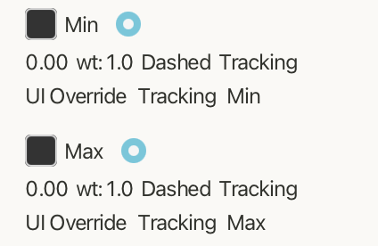 Band min/max line entries